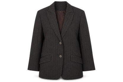 tiagu.s Womens Brown Striped  Jacket Blazer Size 14