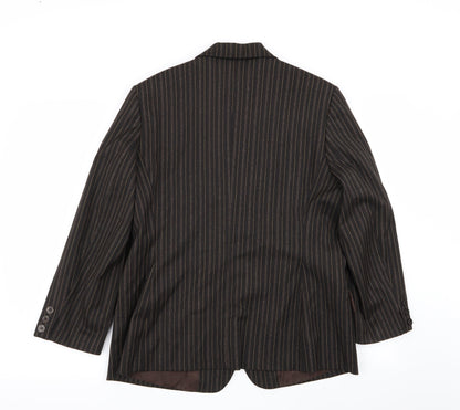 tiagu.s Womens Brown Striped  Jacket Blazer Size 14