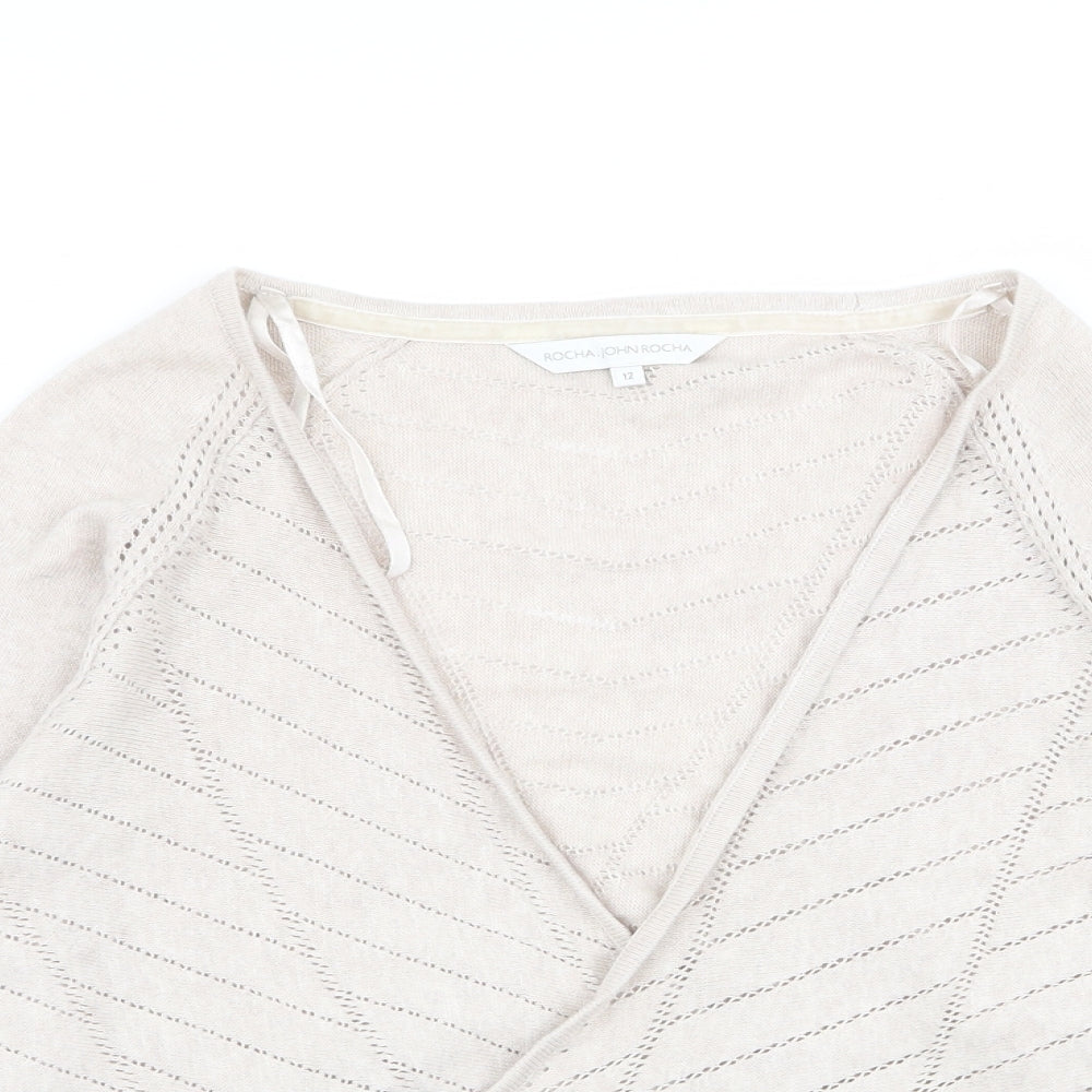 Womens UK Size 12 RJR.John Rocha Beige Cardigan Jumper