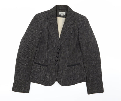 M&S Womens Black Geometric  Jacket Blazer Size 10