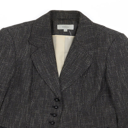 M&S Womens Black Geometric  Jacket Blazer Size 10