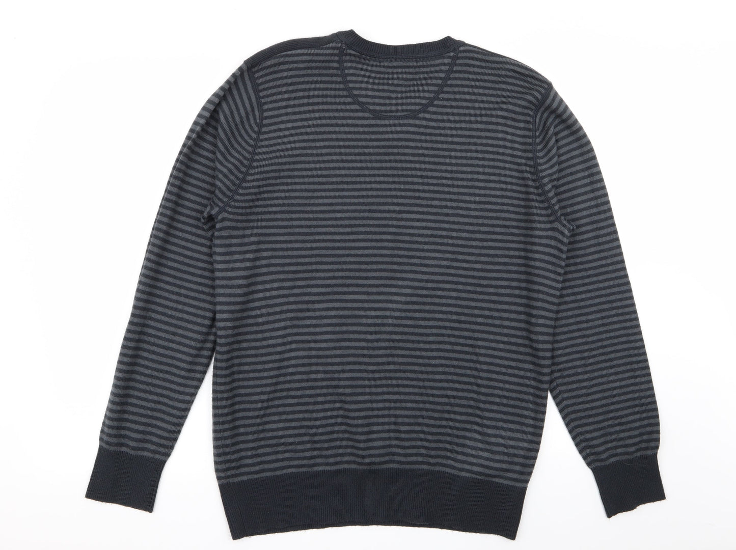 Asda George Mens Grey Striped  Pullover Jumper Size M