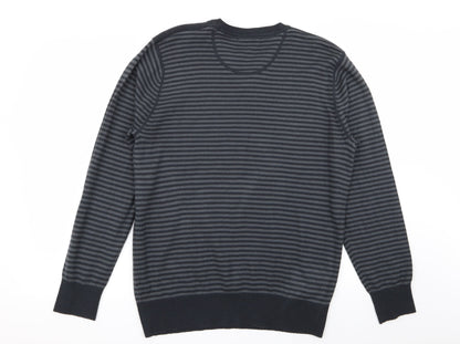 Asda George Mens Grey Striped  Pullover Jumper Size M