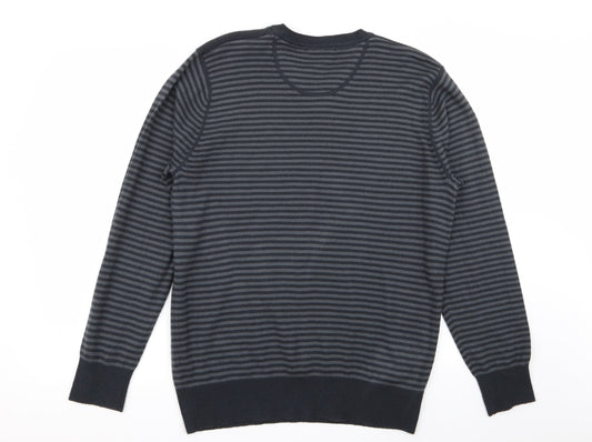 Asda George Mens Grey Striped  Pullover Jumper Size M