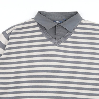 Easy Mens Multicoloured Striped  Pullover Jumper Size L  - shirt/jumper