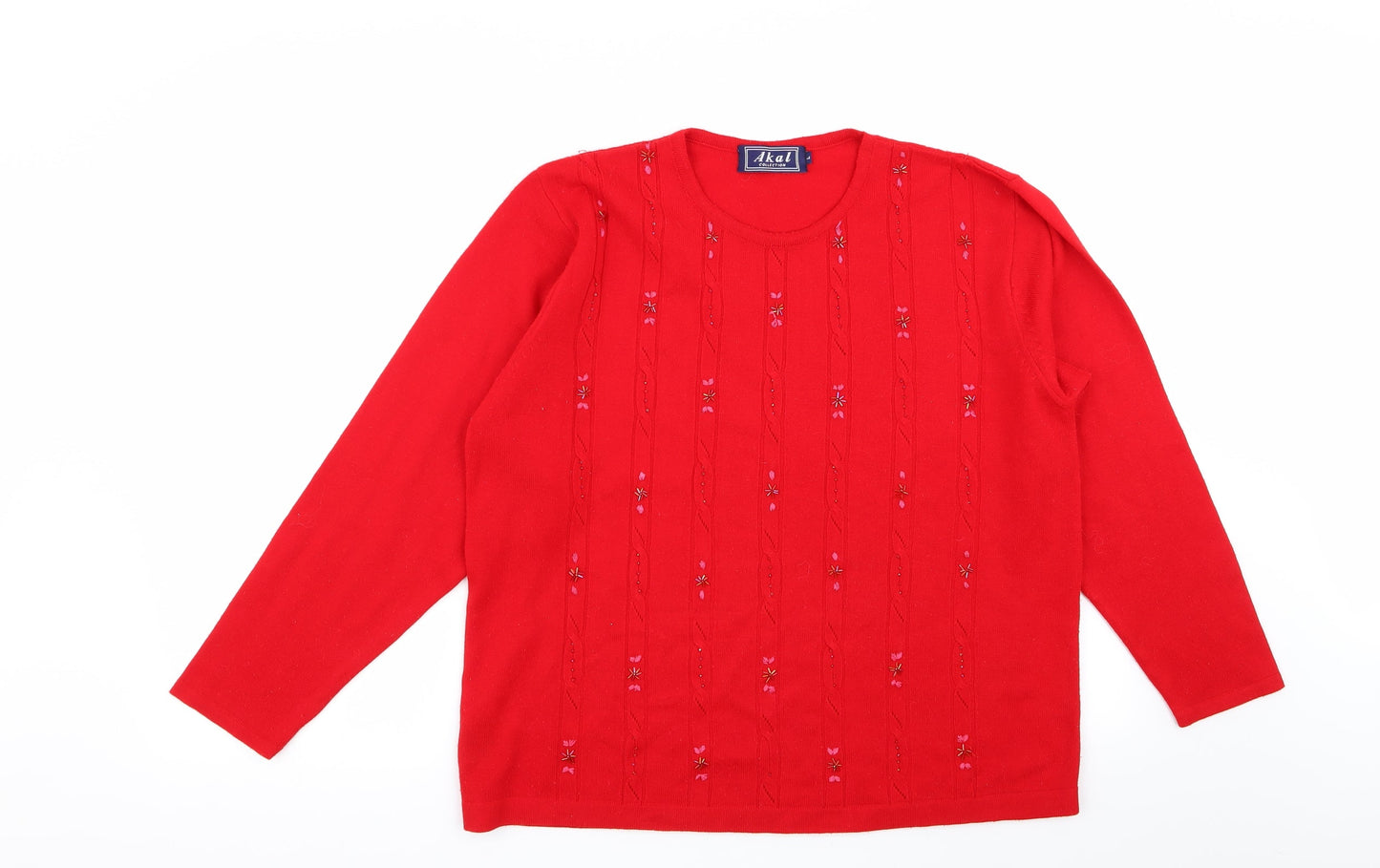 Womens UK Size L akal Red Pullover Jumper