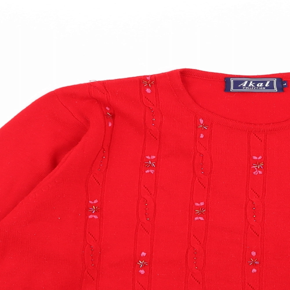 Womens UK Size L akal Red Pullover Jumper