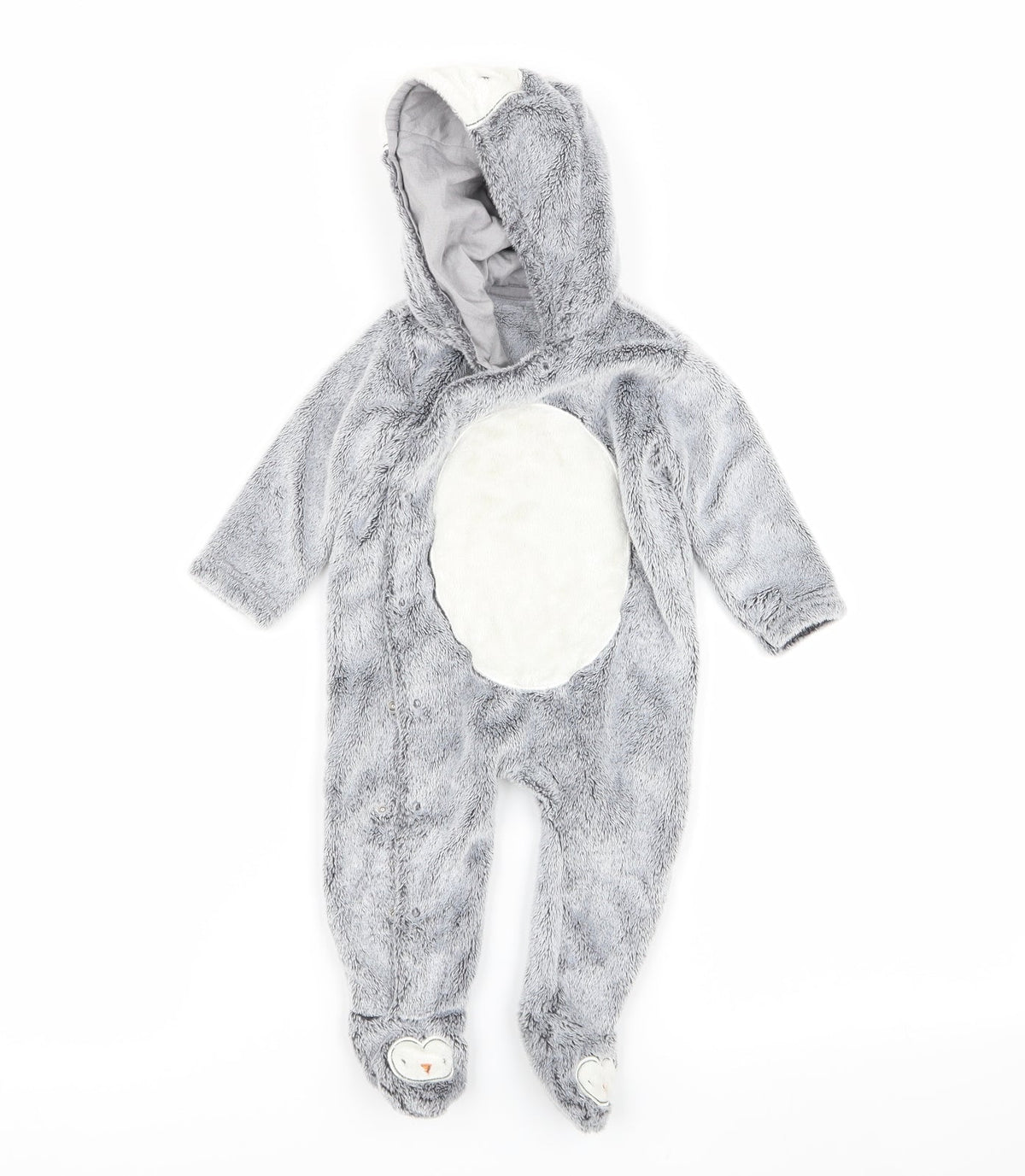 Asda George Boys Grey Solid  Babydoll One Piece Size 3-6 Months