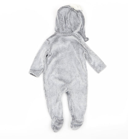 Asda George Boys Grey Solid  Babydoll One Piece Size 3-6 Months