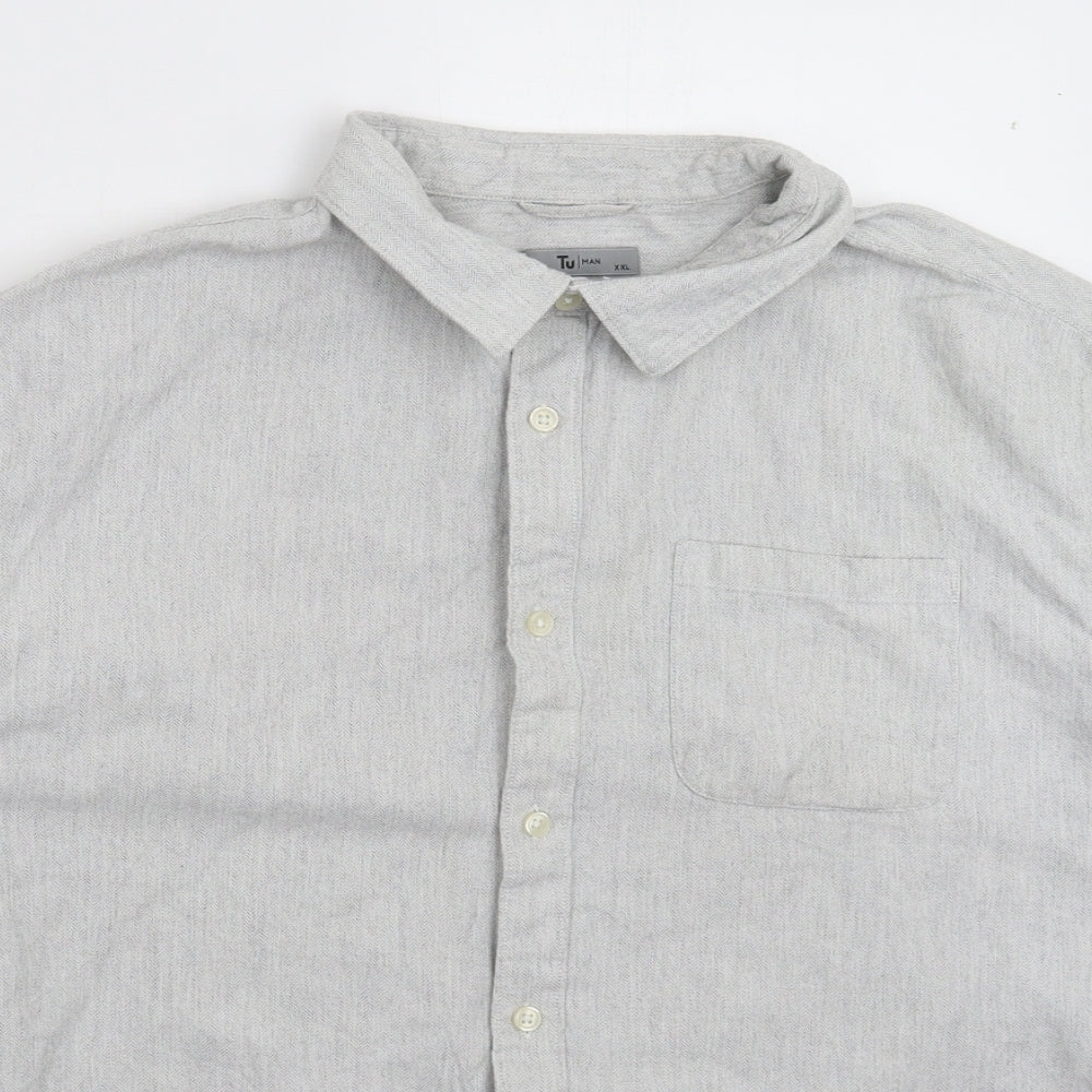 TU Mens Grey    Button-Up Size 2XL