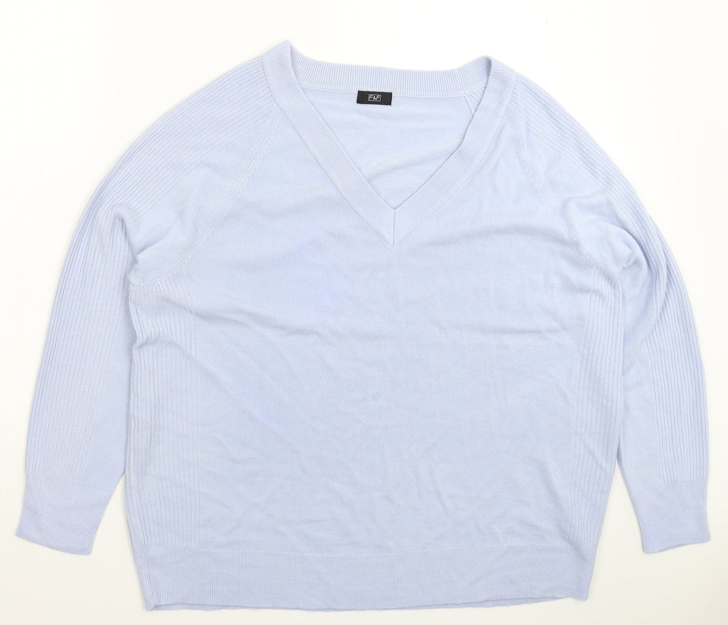 F&F Womens Blue  Knit Pullover Jumper Size 16  - Oversized
