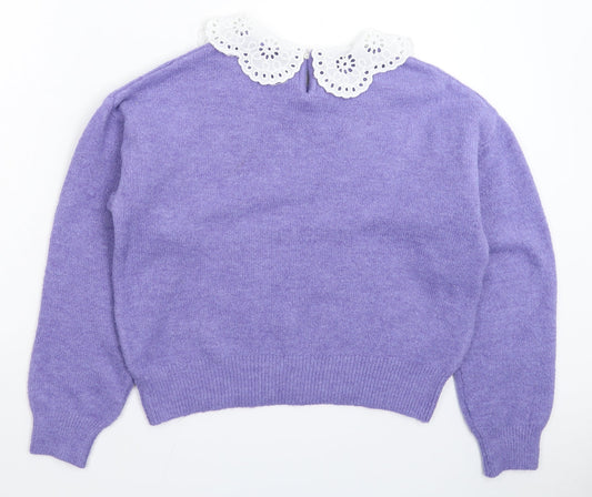 Womens UK Size M New Look Purple Pullover Jumper