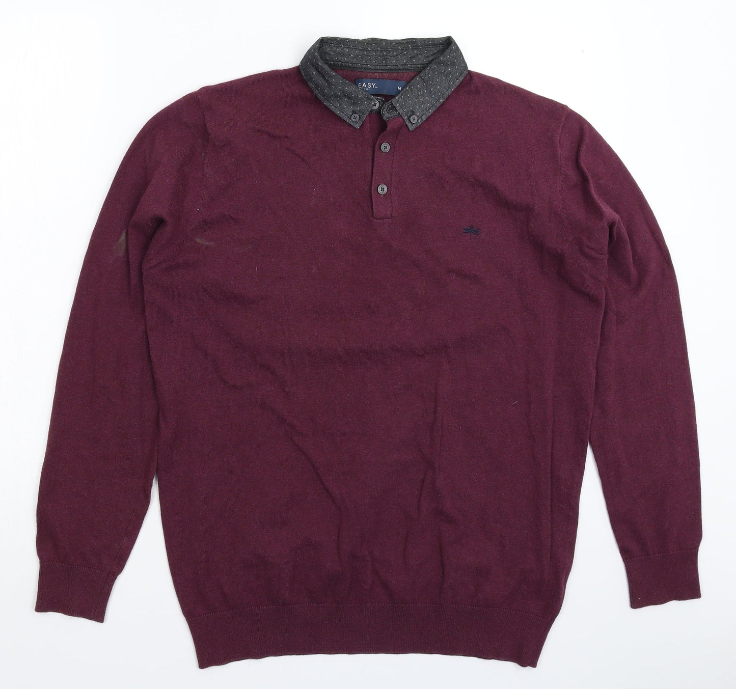 Easy Mens Brown  Knit Pullover Jumper Size M