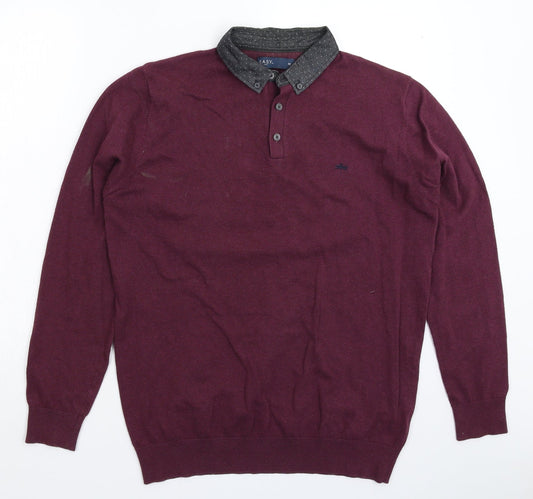 Easy Mens Brown  Knit Pullover Jumper Size M