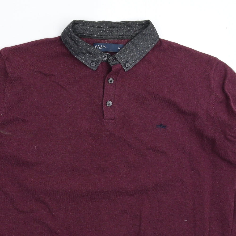 Easy Mens Brown  Knit Pullover Jumper Size M