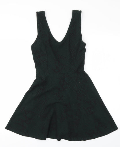 Topshop Womens Green Animal Print  Fit & Flare  Size 10
