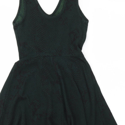 Topshop Womens Green Animal Print  Fit & Flare  Size 10