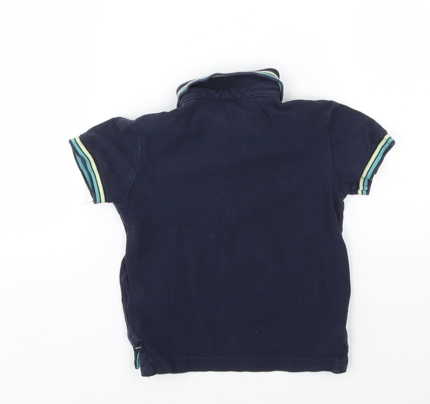 M&S Boys Blue Houndstooth  Basic T-Shirt Size 2-3 Years