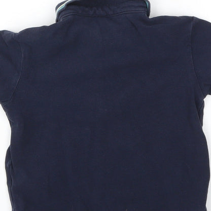 M&S Boys Blue Houndstooth  Basic T-Shirt Size 2-3 Years