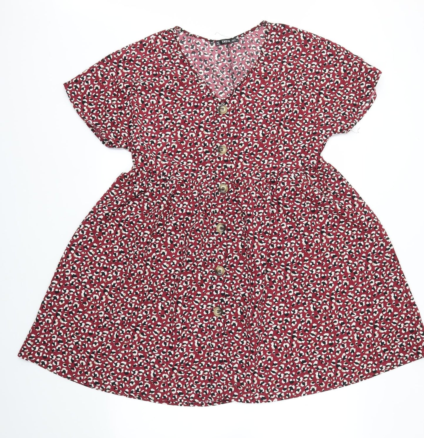 SheIn Womens Red Animal Print  Fit & Flare  Size M