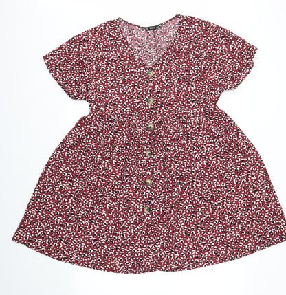 SheIn Womens Red Animal Print  Fit & Flare  Size M