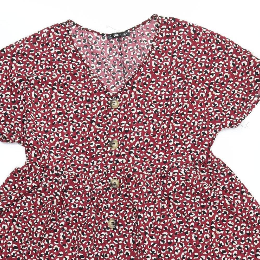 SheIn Womens Red Animal Print  Fit & Flare  Size M