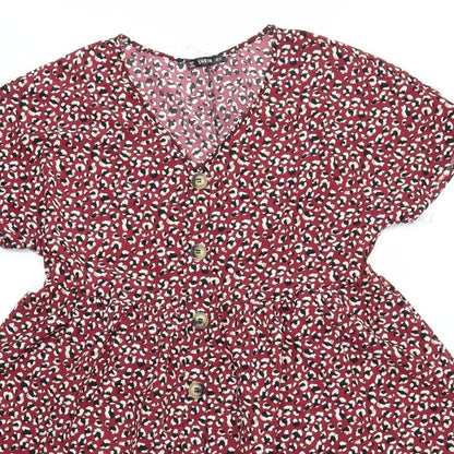 SheIn Womens Red Animal Print  Fit & Flare  Size M
