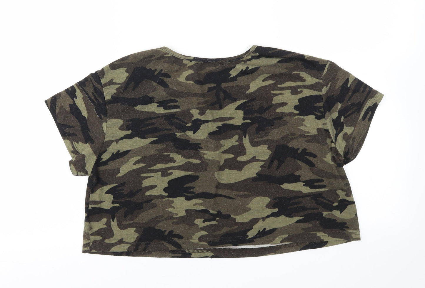 SHEIN  Womens Green Camouflage  Basic T-Shirt Size S