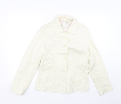 M&S Womens White Argyle/Diamond  Jacket Coat Size 8