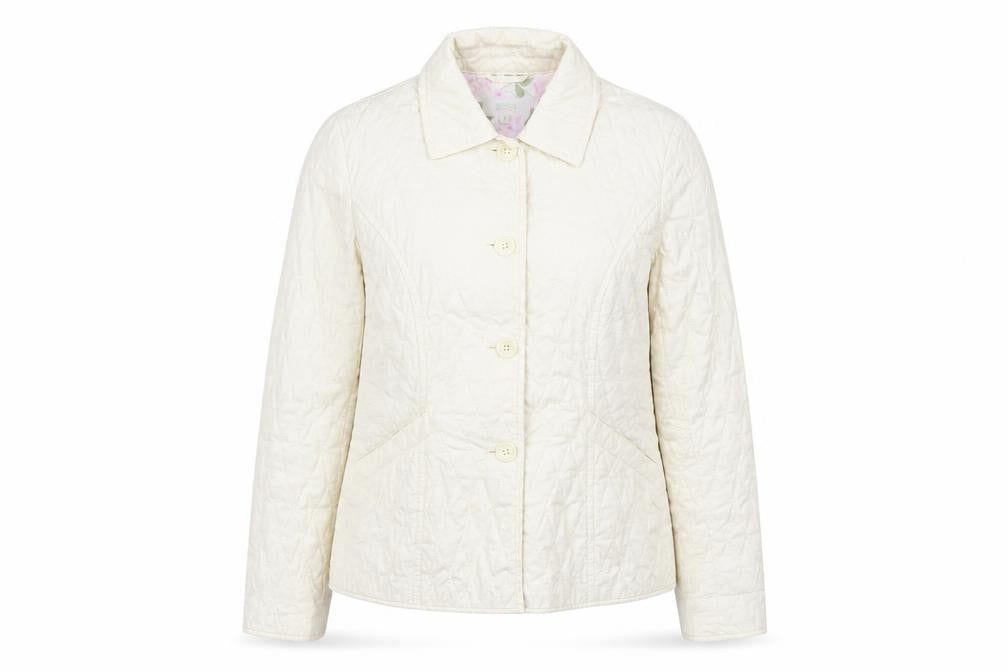 M&S Womens White Argyle/Diamond  Jacket Coat Size 8