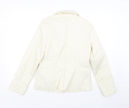 M&S Womens White Argyle/Diamond  Jacket Coat Size 8