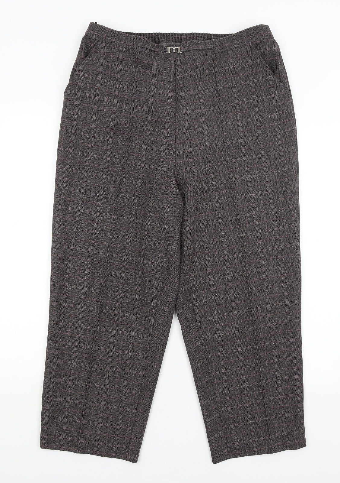 BM Womens Brown Check  Cropped Trousers Size 16 L23.5 in