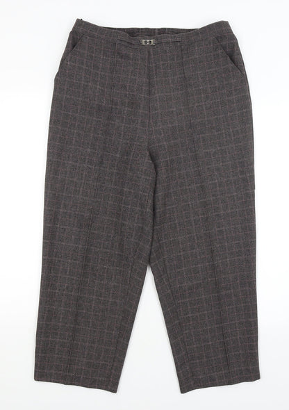 BM Womens Brown Check  Cropped Trousers Size 16 L23.5 in