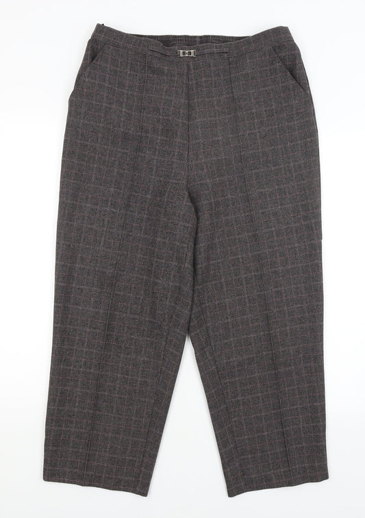 BM Womens Brown Check  Cropped Trousers Size 16 L23.5 in
