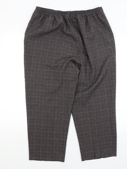BM Womens Brown Check  Cropped Trousers Size 16 L23.5 in