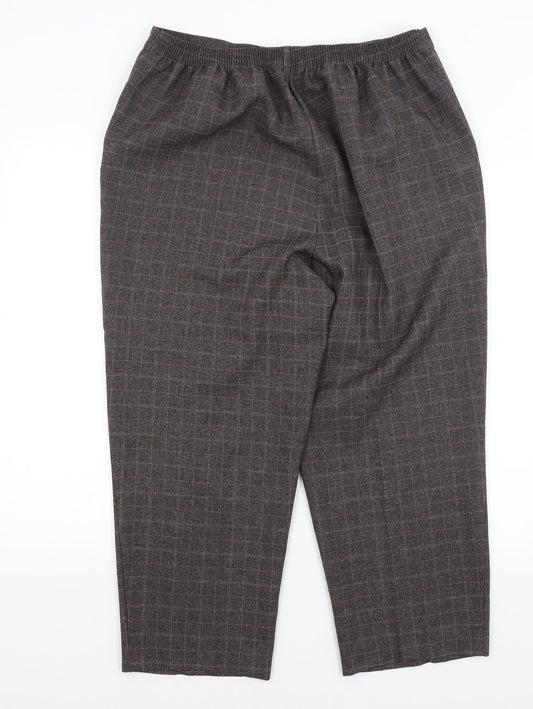 BM Womens Brown Check  Cropped Trousers Size 16 L23.5 in
