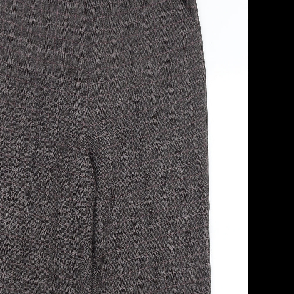 BM Womens Brown Check  Cropped Trousers Size 16 L23.5 in