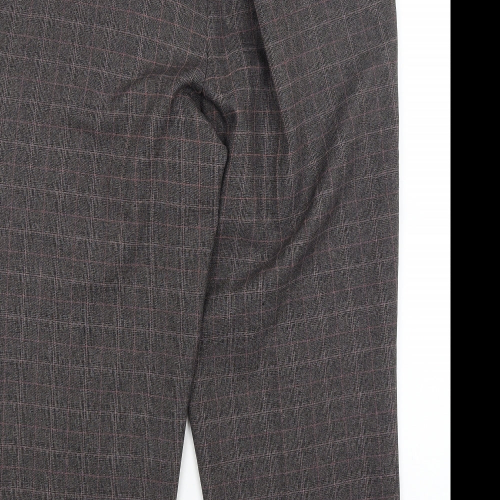 BM Womens Brown Check  Cropped Trousers Size 16 L23.5 in