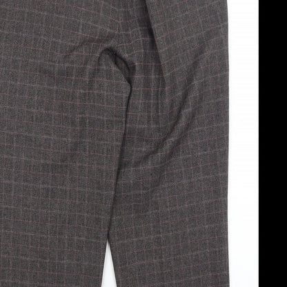 BM Womens Brown Check  Cropped Trousers Size 16 L23.5 in