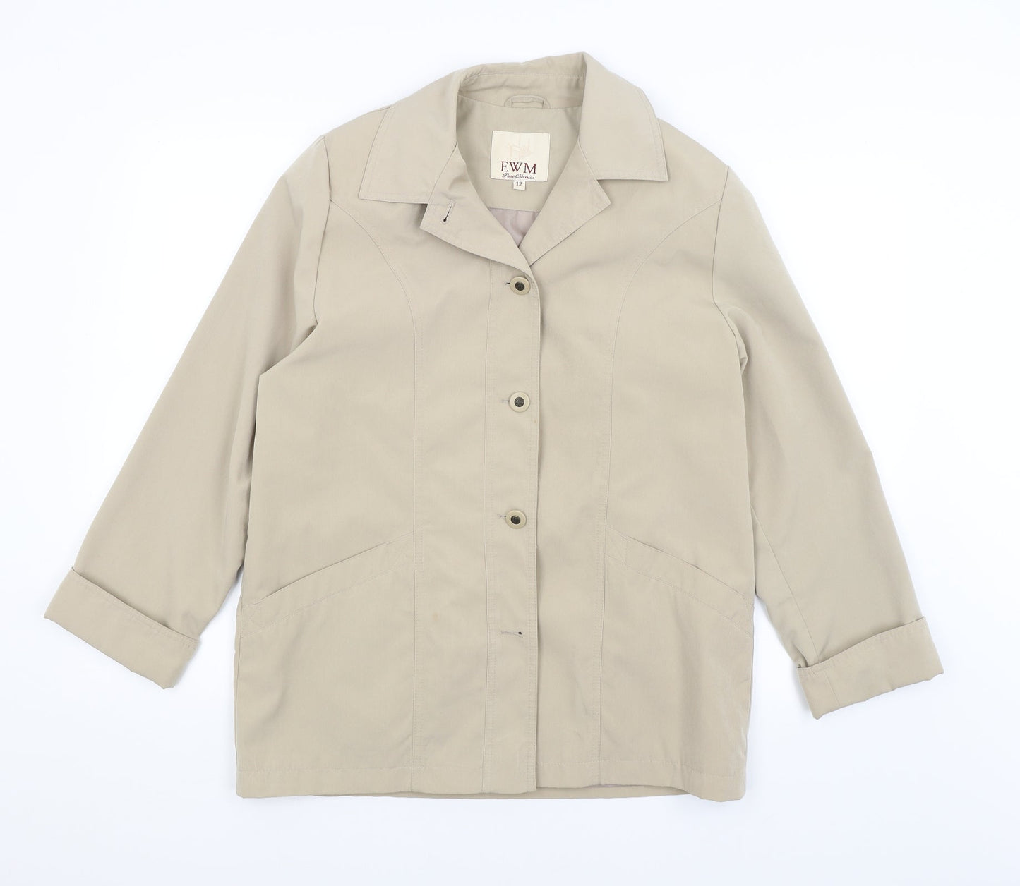 Womens UK Size 12 EWM Beige Overcoat