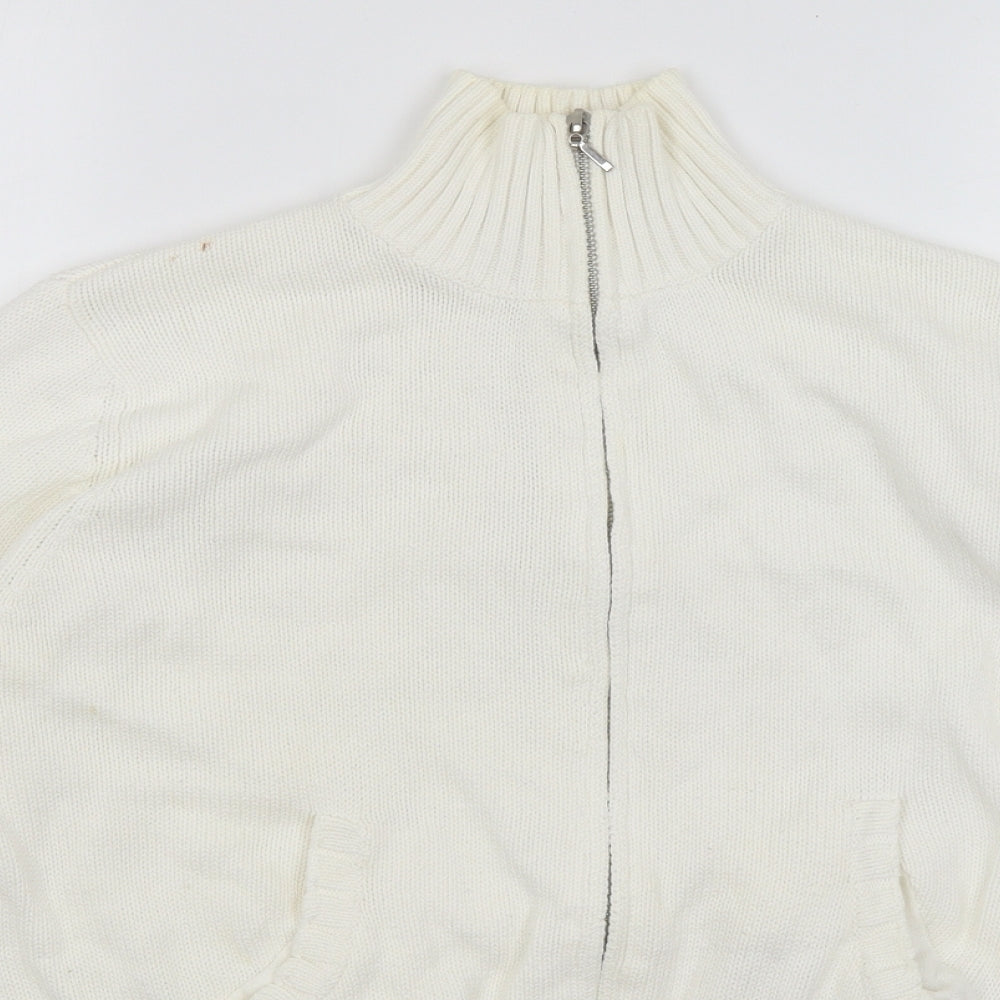 Womens UK Size 16 Papaya White Full Zip Jumper