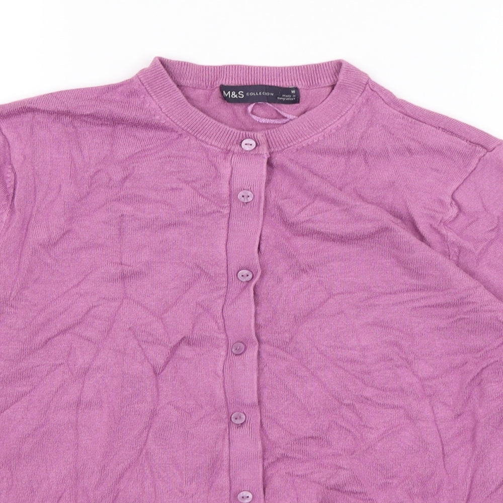 Womens UK Size 10 M&S Purple Cardigan Jumper