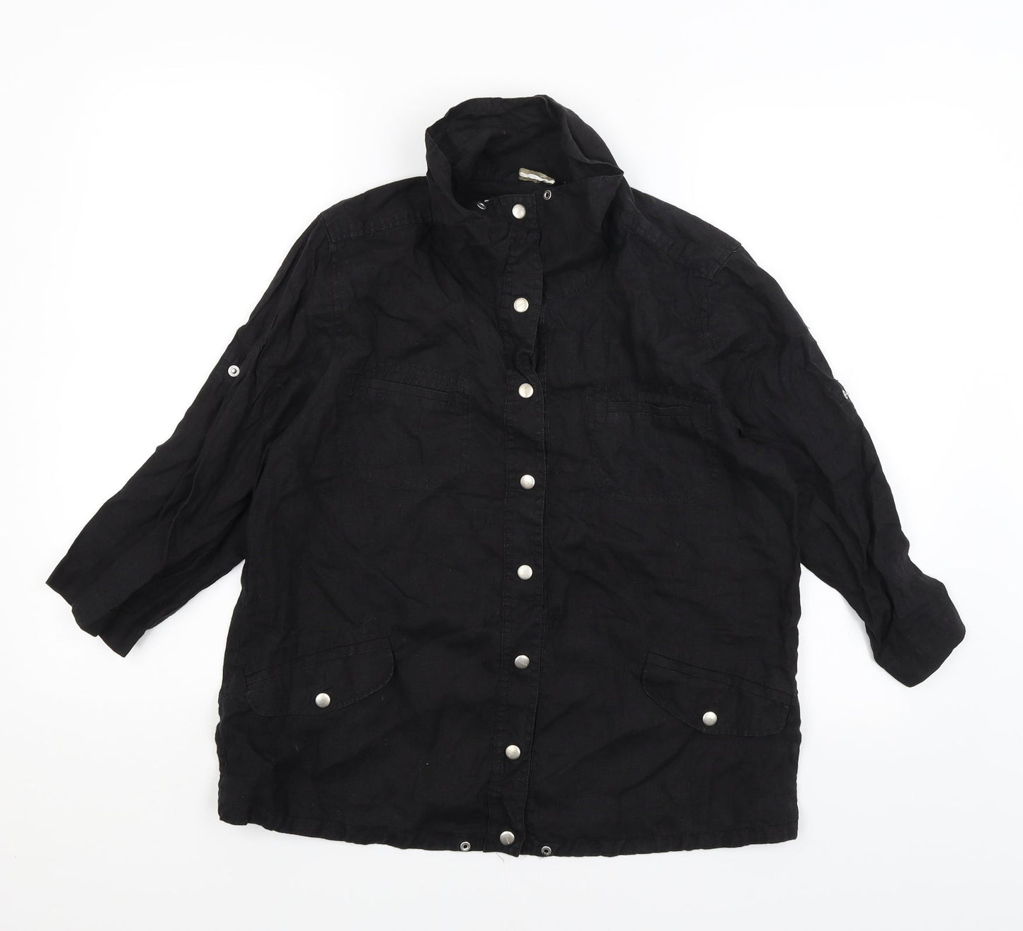 Womens UK Size M Weekend Black Basic Button-Up