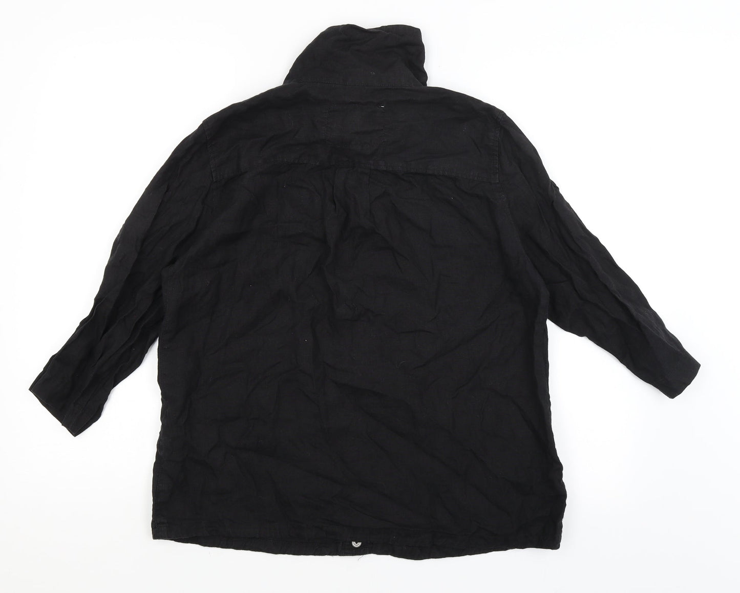 Womens UK Size M Weekend Black Basic Button-Up