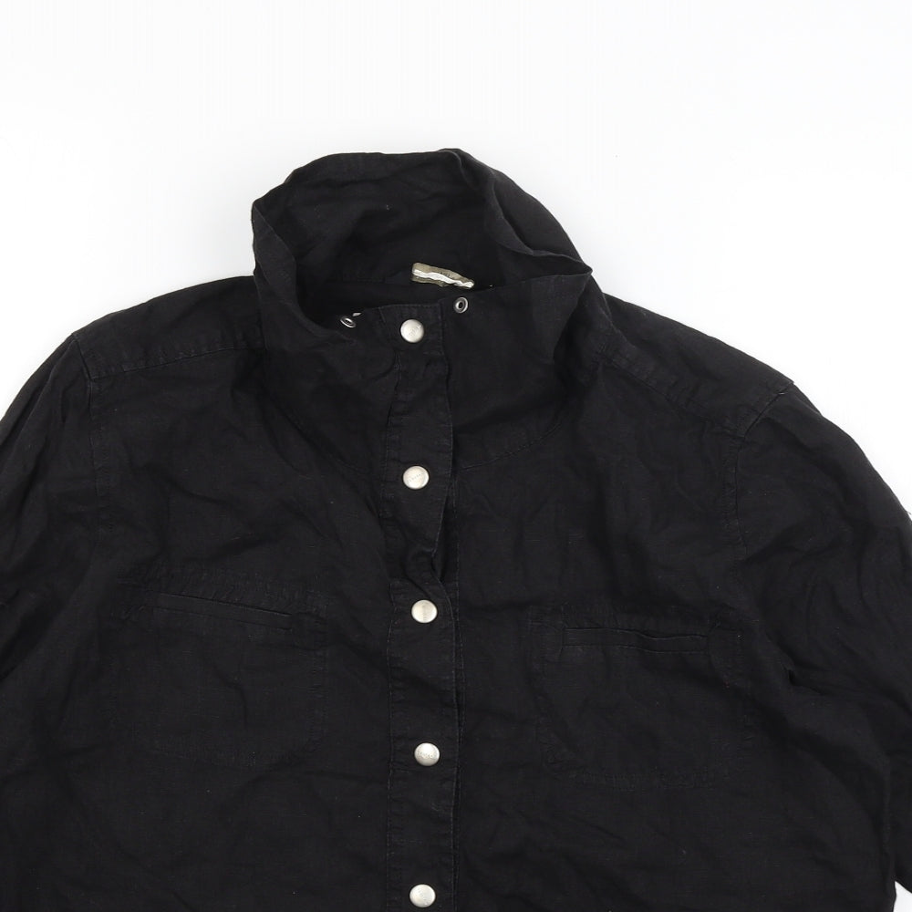 Womens UK Size M Weekend Black Basic Button-Up