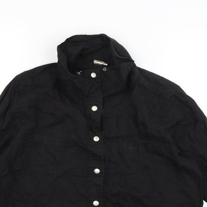 Womens UK Size M Weekend Black Basic Button-Up