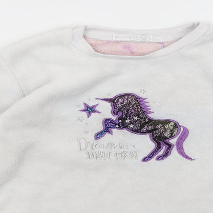 Sweet Dreams Girls White Solid  Top Pyjama Top Size 10-11 Years  - Dream Like A Unicorn