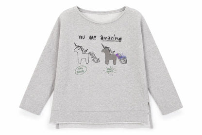 NEXT Girls Grey   Pullover Sweatshirt Size 10 Years  - unicorn