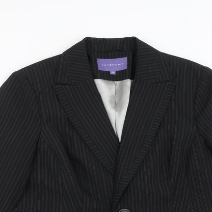 Autonomy Womens Black Striped  Jacket Suit Jacket Size 14