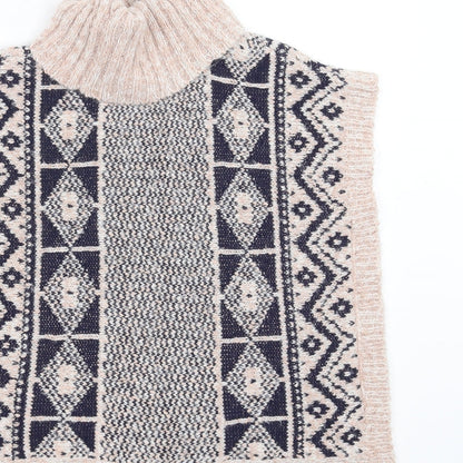 Matalan Girls Pink Geometric Knit Cape Jumper Size 5 Years